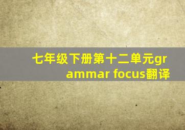 七年级下册第十二单元grammar focus翻译